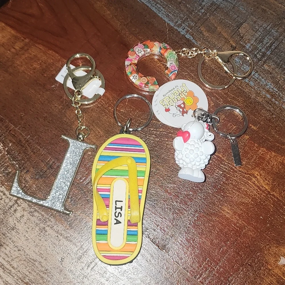 Purse Charm Bag Keychain Lot 4 Flipflop Letter L C Lamb Sheep World